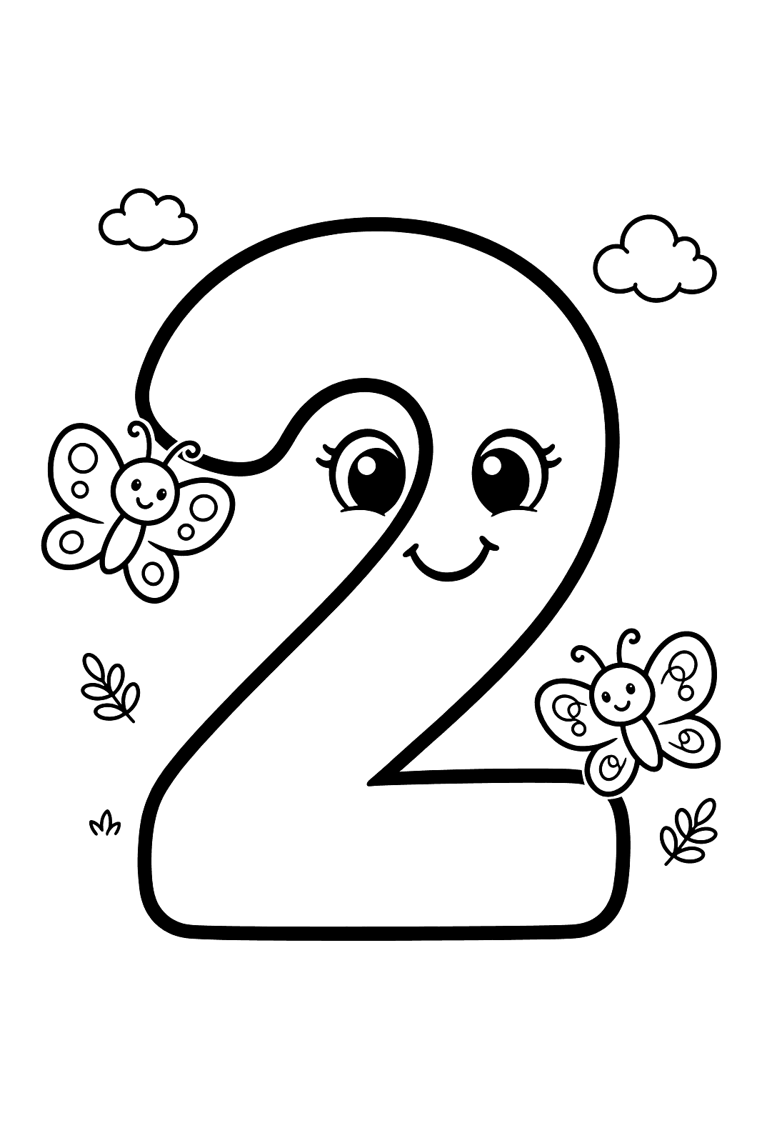 Cyfra 2 otoczona motylkami