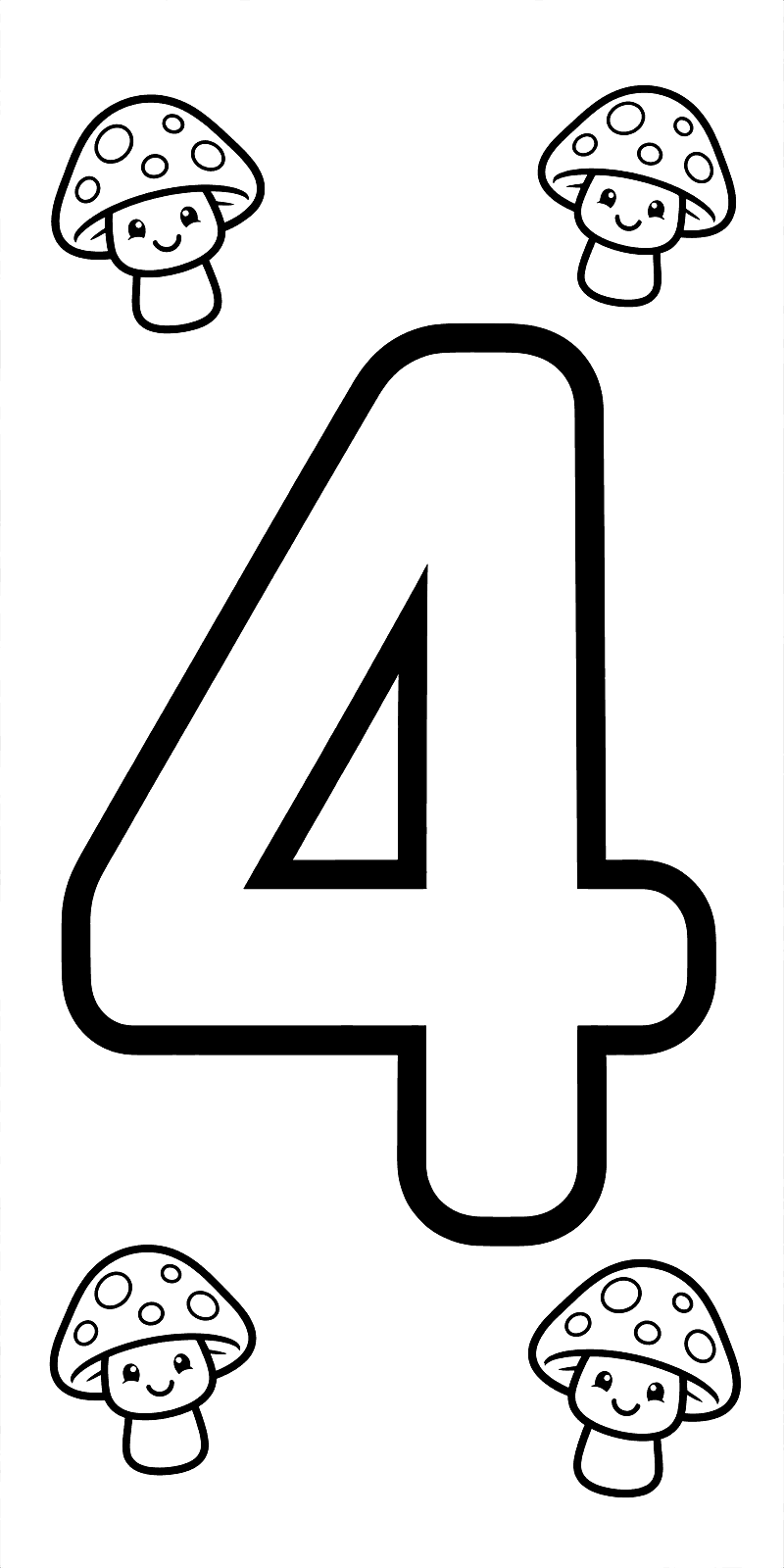 Cyfra 4 z muchomorkami