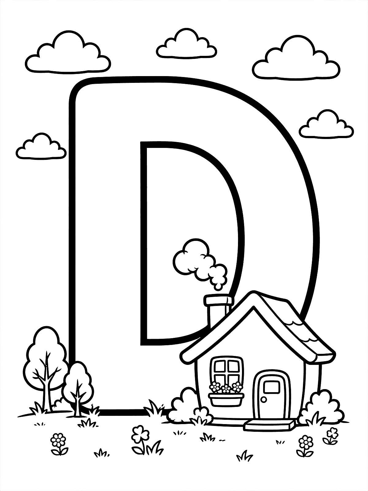 Litera D z domkiem