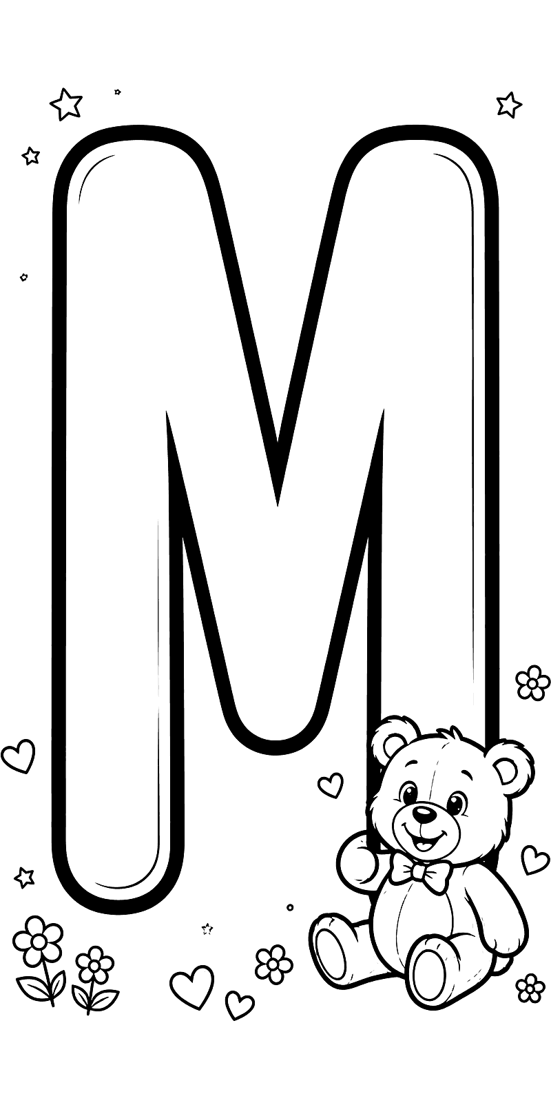 Litera M z misiem